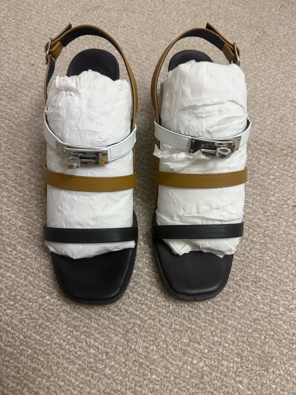 Hermès Eve 60 Colorblock Pattern Slingback Sandals SZ 39 $960